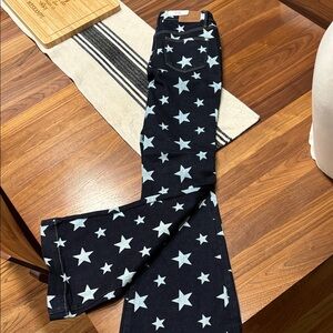 Judy Blue Black and White Star Flare Jeans